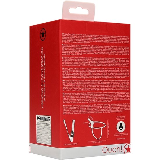 STRAP-ON - ARNES DE SILICONA VIBRANTE - AJUSTABLE - ROJO - Imagen 3